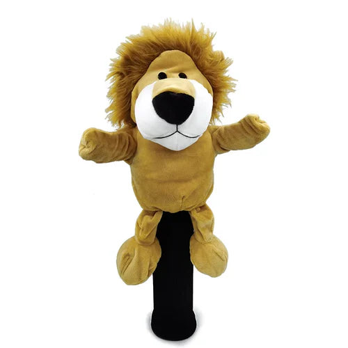 Plush lion toy on a black stand against a white background. Gifts for dad. Stocking Filler