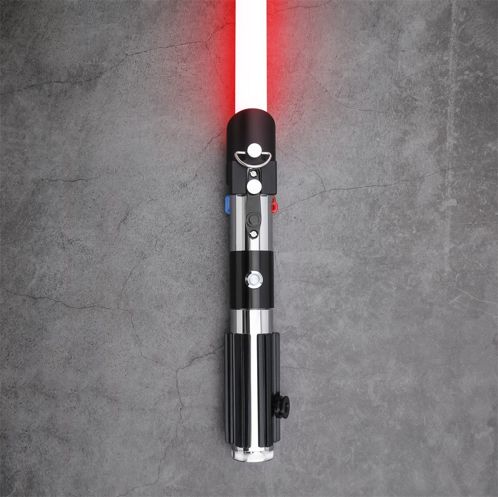 Light saber with red blade on a gray textured background - darth vader gift for dad