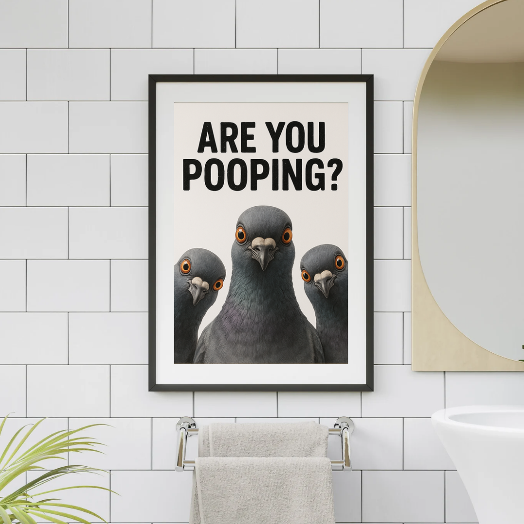 Funny Bathroom Poster Front Facing Gift for Dad